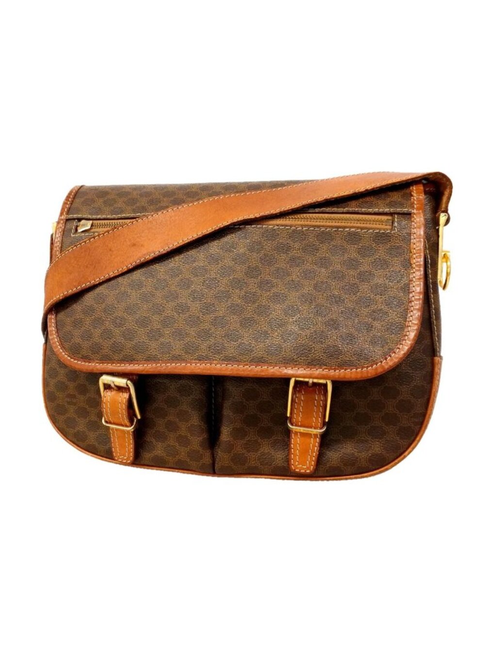 Celine Shoulder Bag Macadam Brown Gold